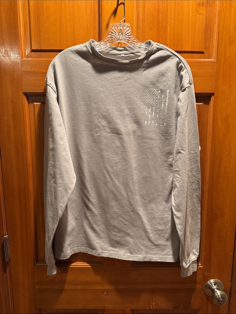 Christian Thin Blue Line Men's Medium Long-Sleeve Crewneck Shirt - Light Gray